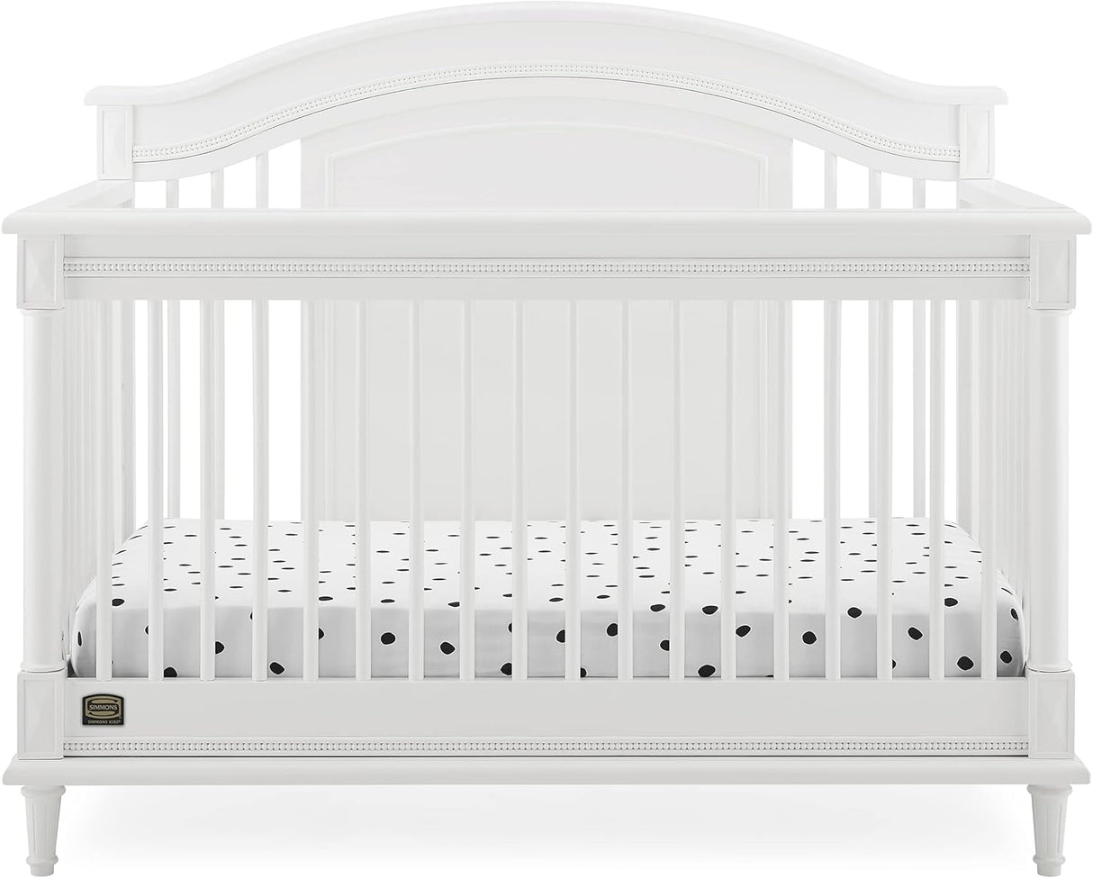 Delta Children Simmons Kids Juliette 6-in-1 Convertible Crib with Toddler Rail, Bianca White