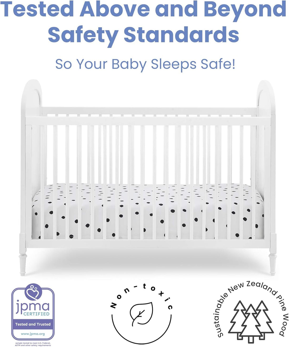 Delta Children Madeline 4-in-1 Convertible Crib Woven Cane Mesh Panels Bianca White