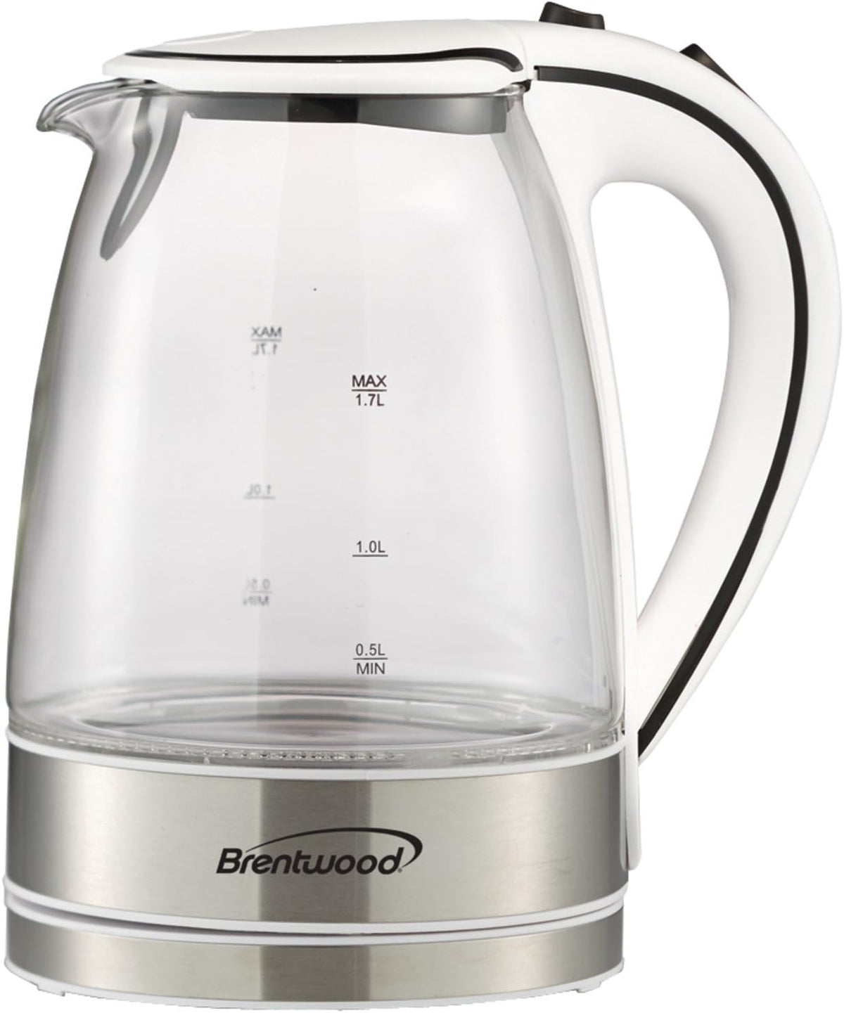 BRENTWOOD 1.7L GLASS KETTLE WHT