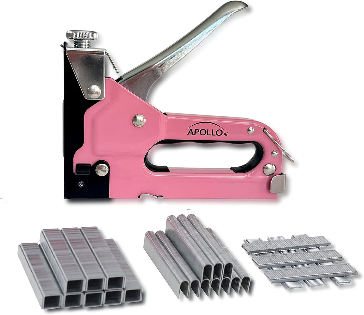 Apollo Tools Heavy-Duty 3-in-1 Stapler - Pink