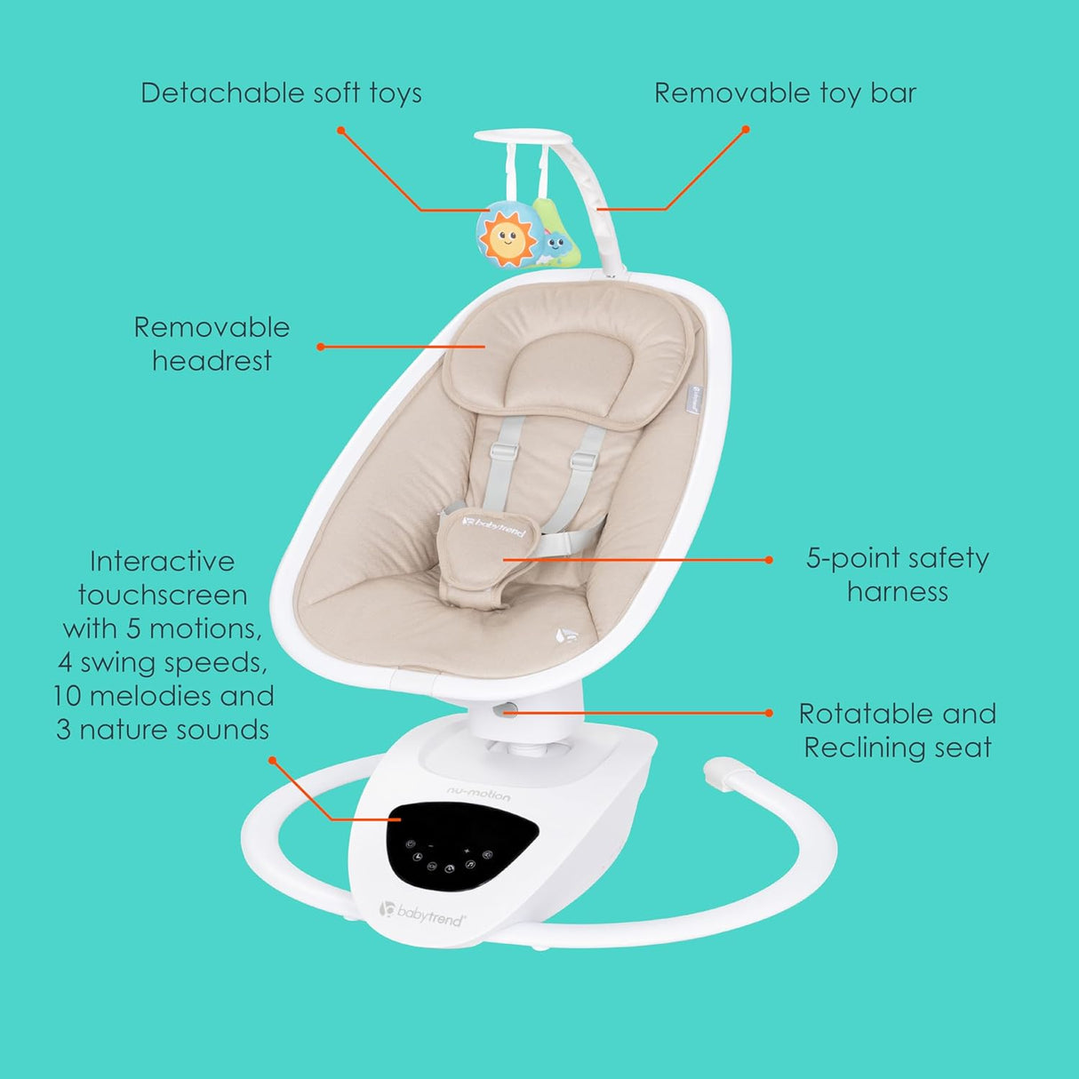 Baby Trend NuMotion Infinity Swing - Dash Tan