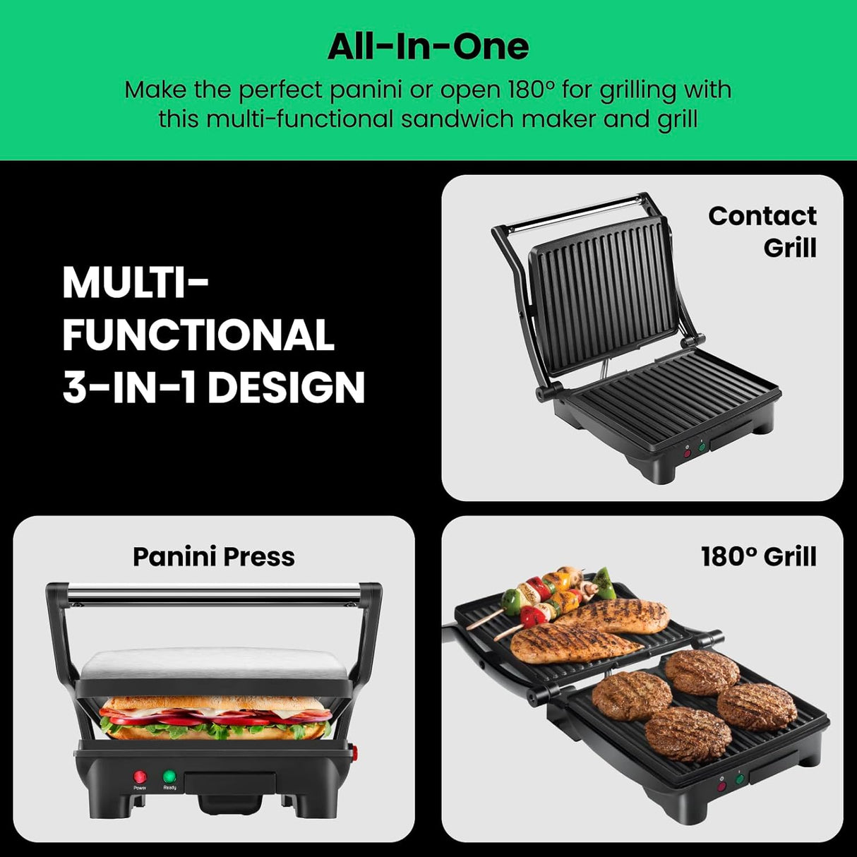 Chefman 3-in-1 Panini Press Grill