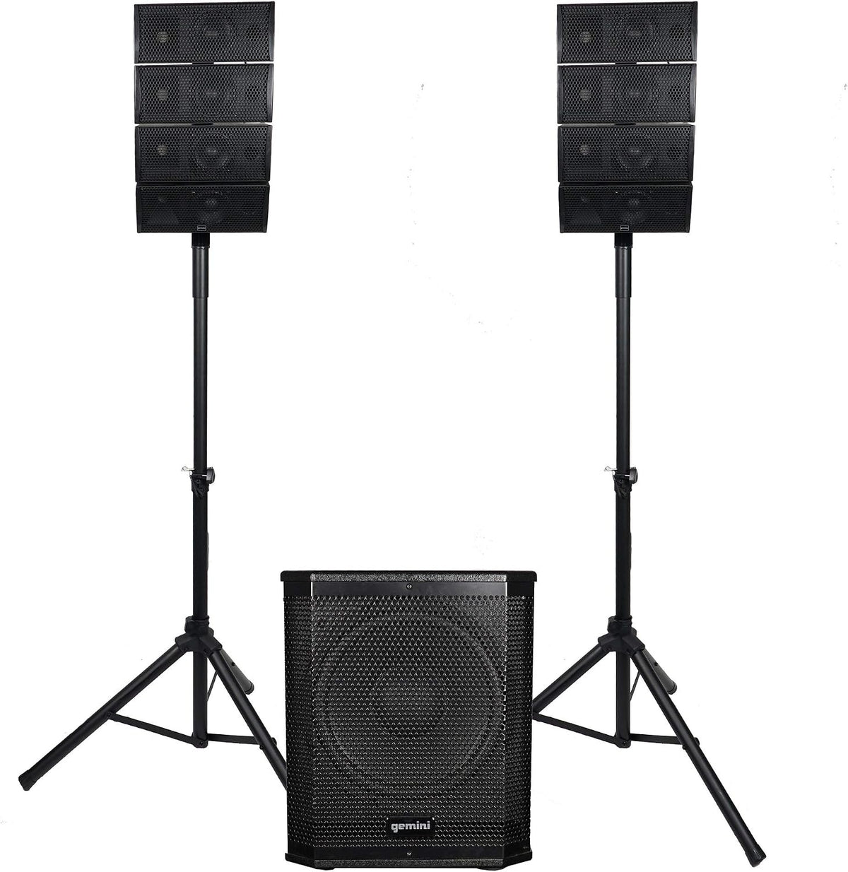 12" subwoofer with quad arrays each per channel each with a 4.5" speaker