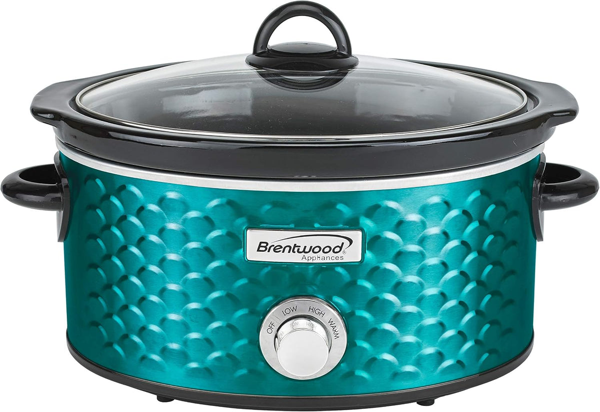 Brentwood SC-140BL Slow Cooker Scallop Pattern, 4.5 Quart, Blue