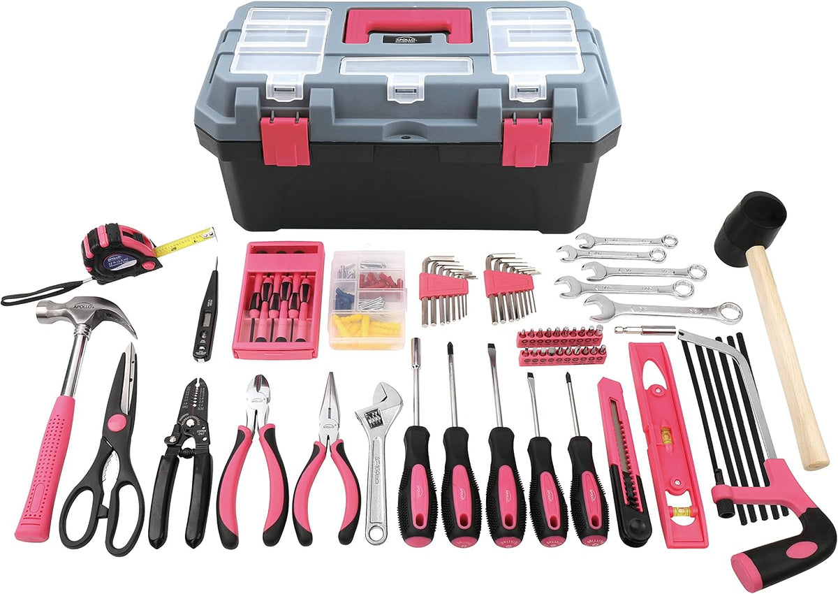 Apollo Tools 170 Piece Household Tool Kit - Pink