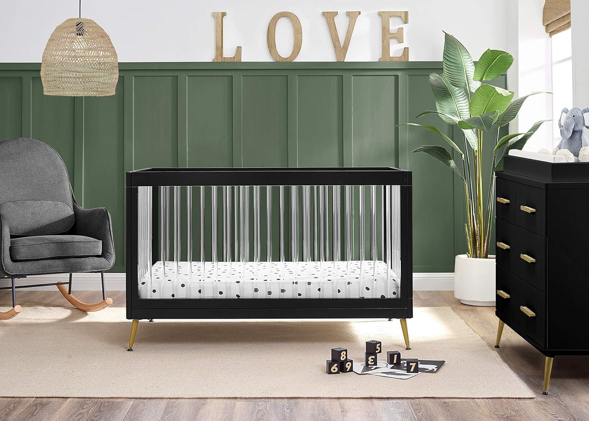 Delta Children Sloane 4-in-1 Acrylic Convertible Crib Black/Melted Bronze