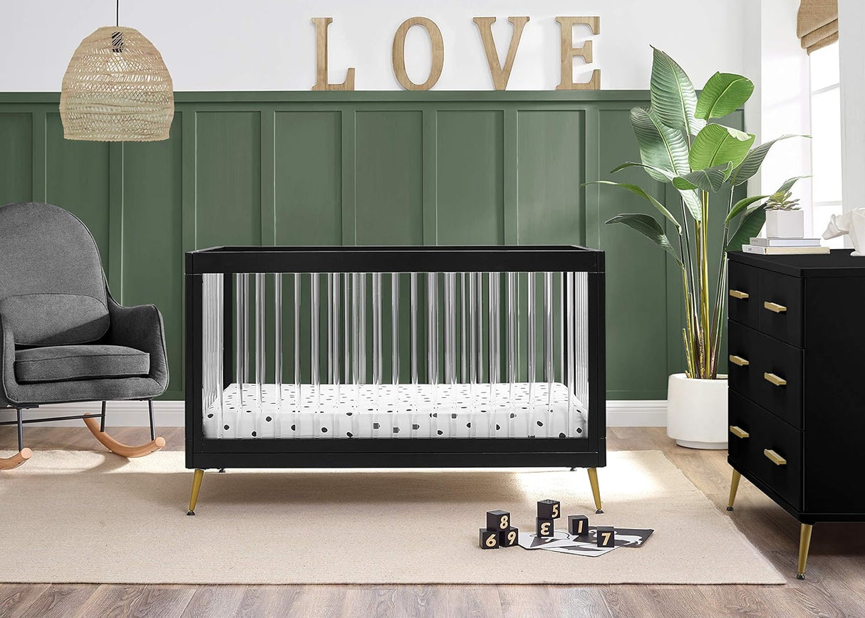 Delta Children Sloane 4-in-1 Acrylic Convertible Crib Black/Melted Bronze