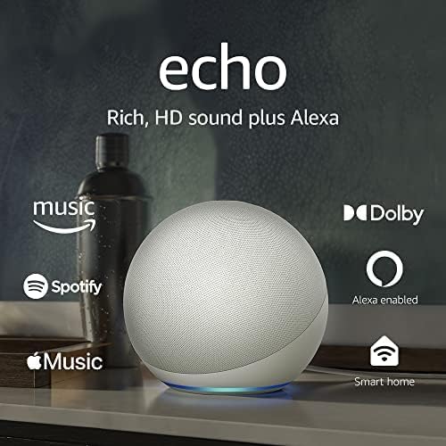Amazon - Echo (4th Gen) With premium sound, smart home hub, and Alexa - Glacier White