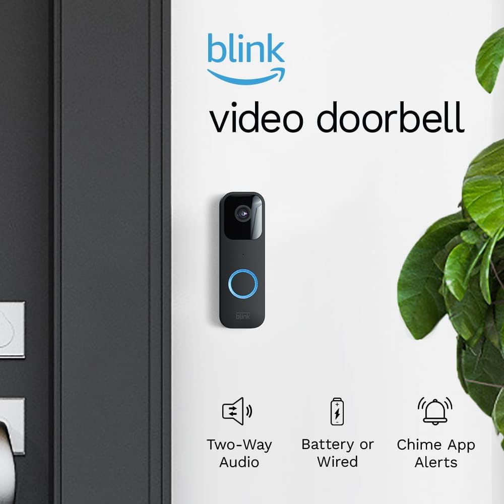 Blink Video Doorbell | Two-way audio, HD video Black