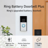 Ring - Battery Doorbell Plus Smart Wifi Video Doorbell – Satin Nickel