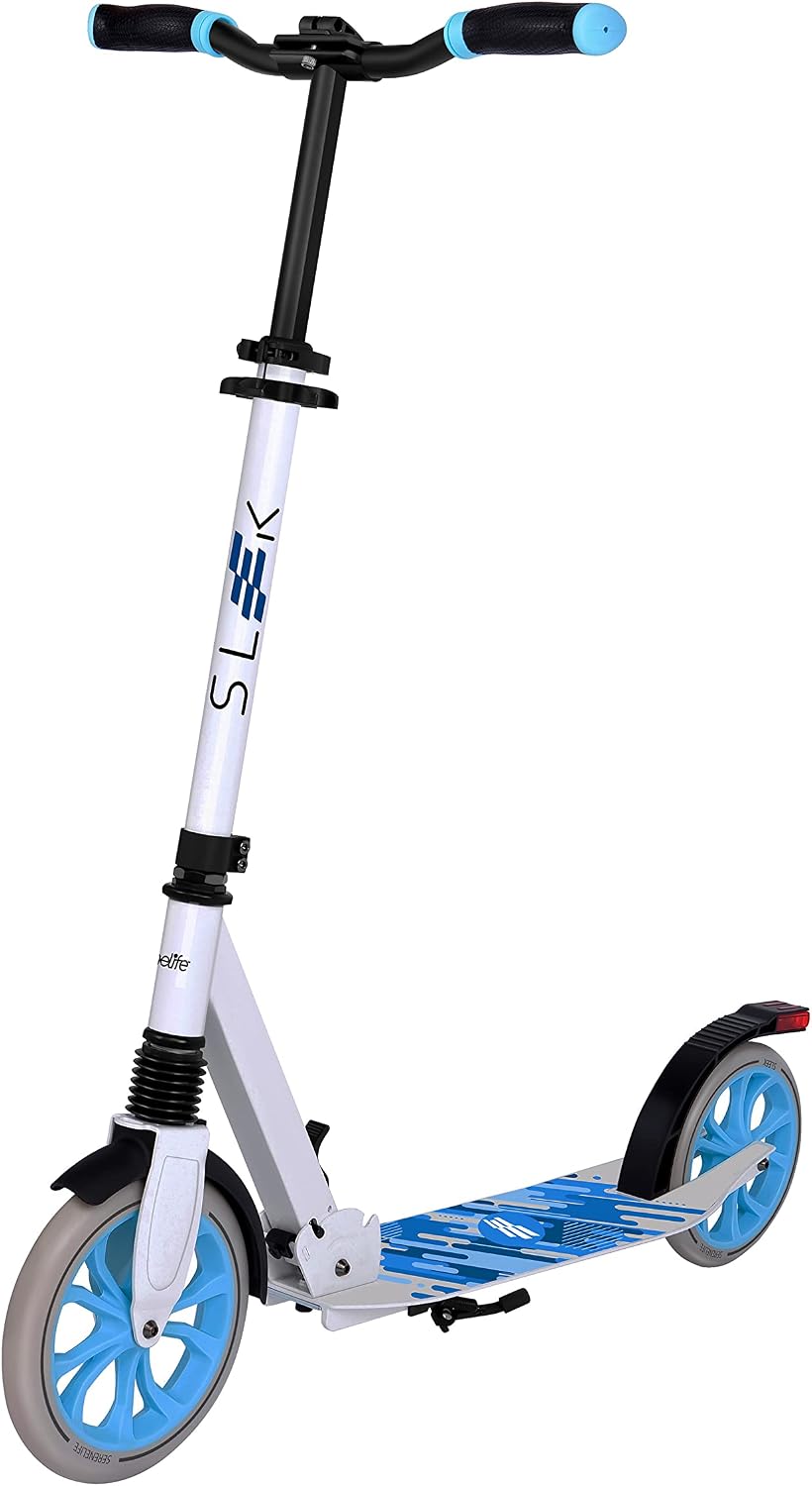 2-Wheel Folding Kick Scooter - Compact Foldable Riding Scooter for Teens w/ Adjustable Height Black