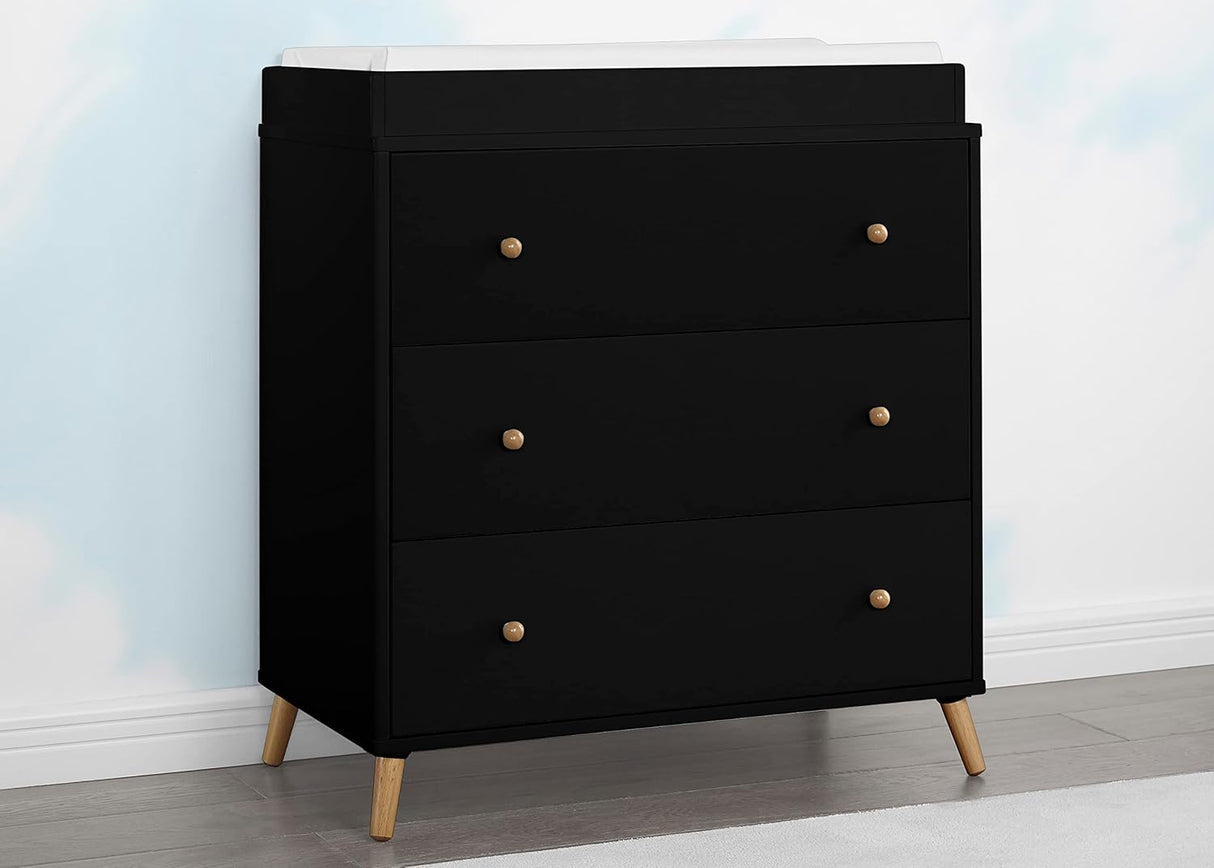Delta Children Essex 4-in-1 Convertible Baby Crib, Ebony with Natural Legs