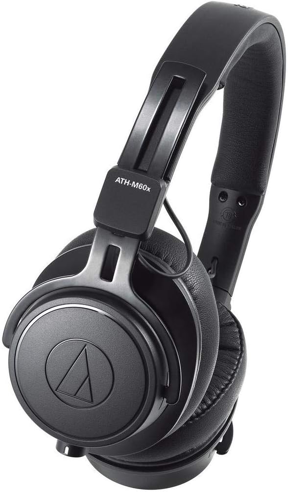 Audio-Technica M Series Remastered ATH-M60x Closed-Back On-Ear Dynamic Monitor Headphones with Detachable Cables, Black