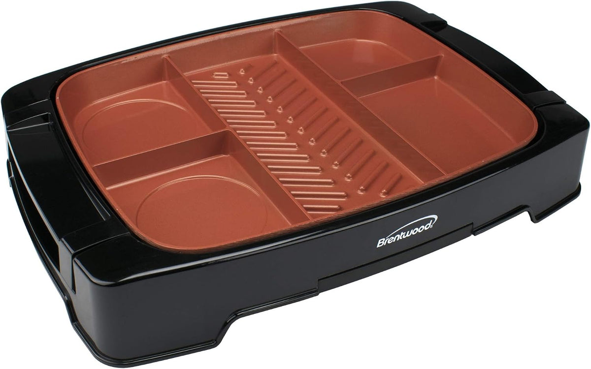 Brentwood Electric Indoor Grill Non-Stick Copper Coating, Multi-Portion, Black