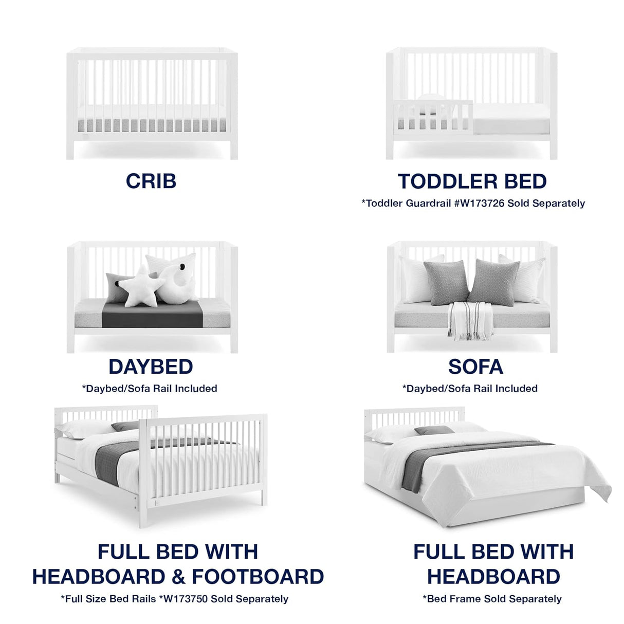 Delta Children babyGap Charlie 6-in-1 Convertible Crib - Greenguard Gold Certified, Bianca White