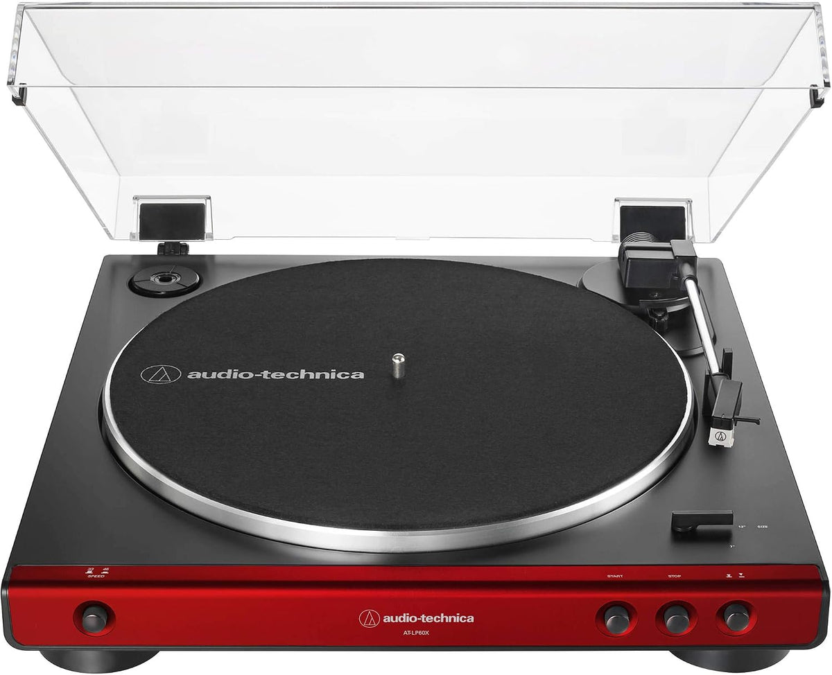Audio-Technica AT-LP60X-RD Fully Automatic Belt-Drive Turntable 33-1/3 & 45 RPM - Red Refurb