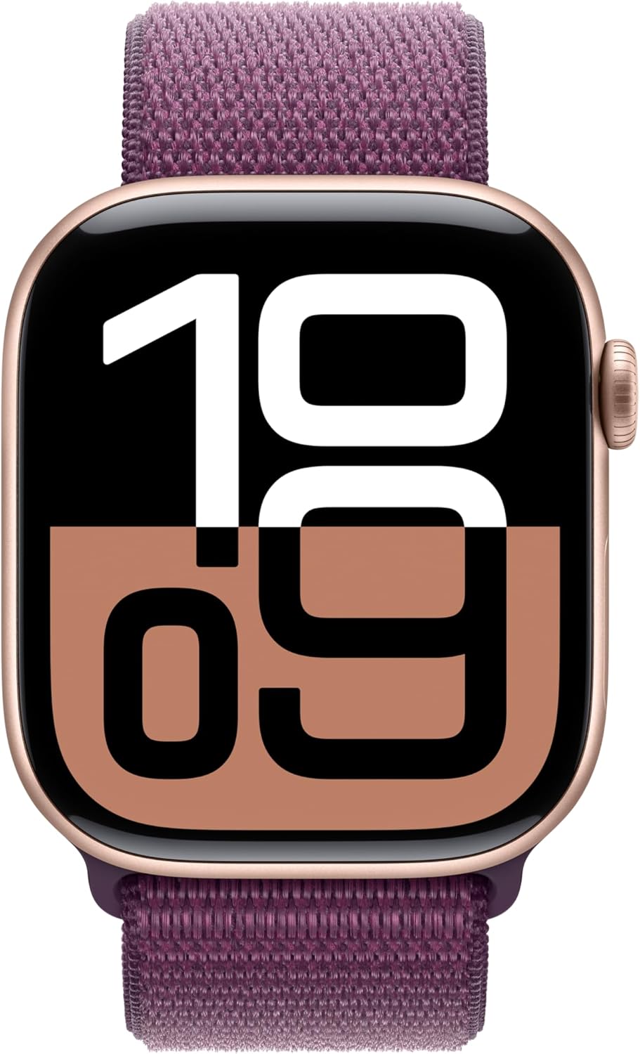 Apple Watch Series 10 (GPS) 46mm Aluminum Case with Plum Sport Loop - Rose Gold