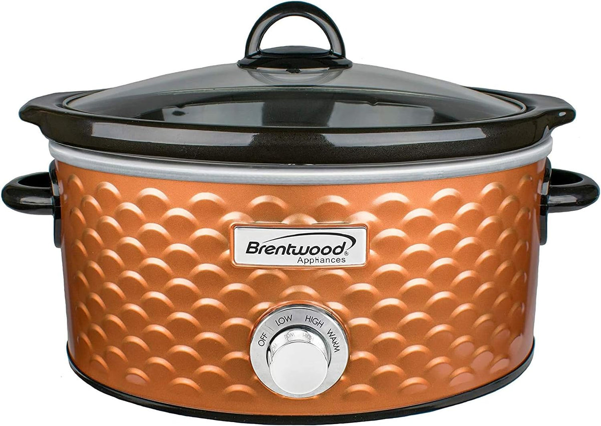 Brentwood SC-140C Slow Cooker Scallop Pattern, 4.5 Quart, Copper
