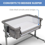Close2Me Bedside Baby Bassinet Sleeper with Breathable Mesh and Adjustable Heights, Grey Tweed
