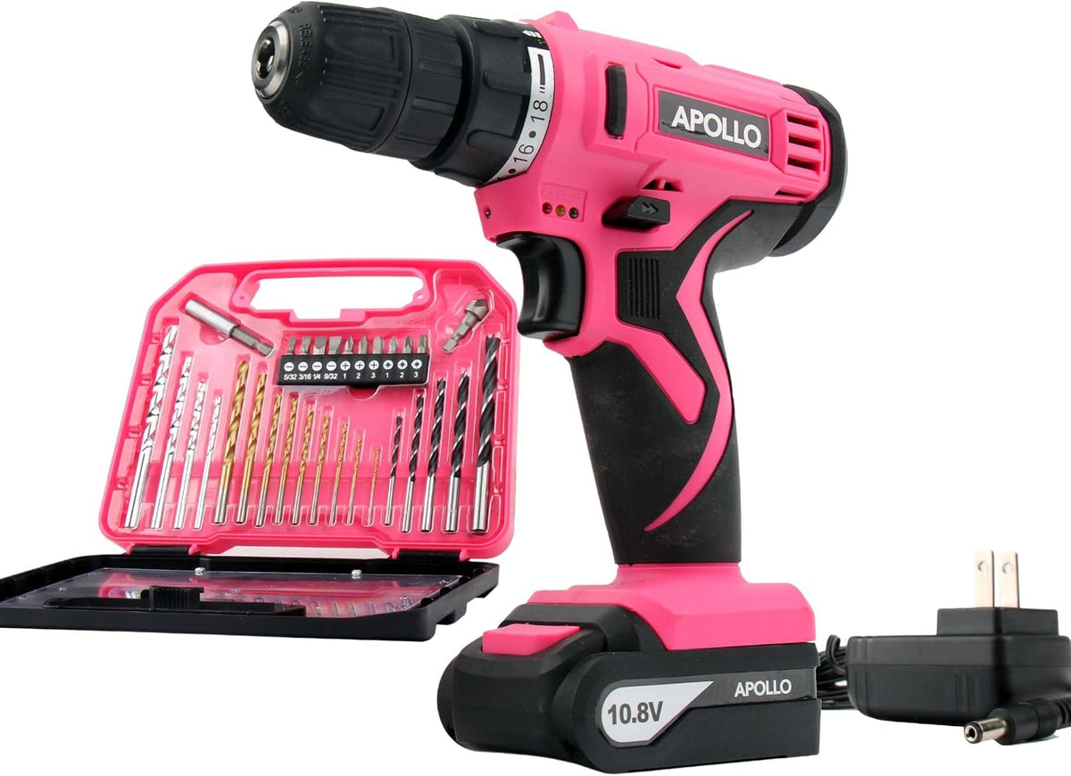 Apollo Tools 10.8 V Lithium-Ion Cordless Drill with 30 Piece Accessory Set