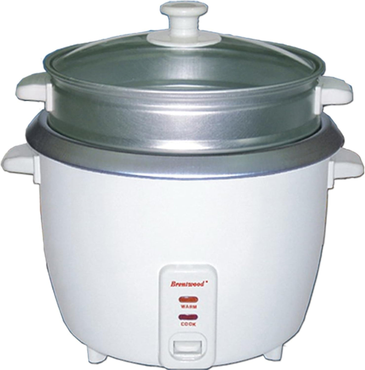 Brentwood 4 Cups (Uncooked) Rice Cooker  W/ Steamer -Wht