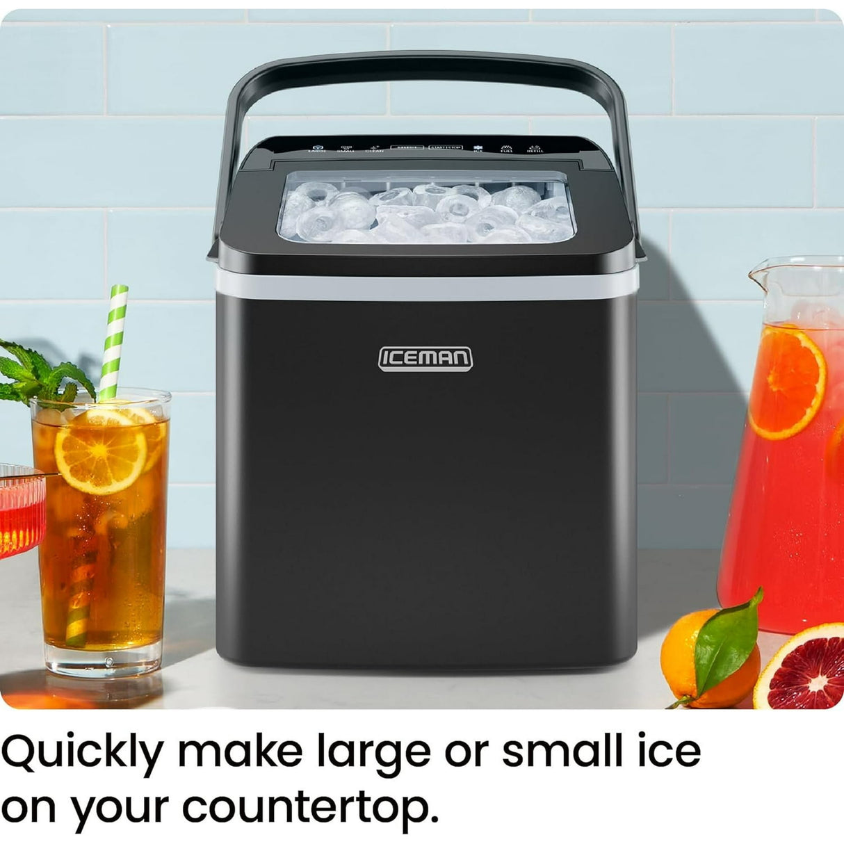 Chefman Dual-Size Countertop Bullet Ice Machine w/ 0.88lb Capacity - Black