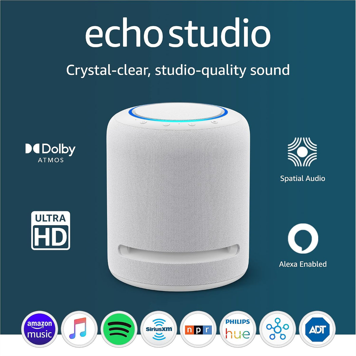 Amazon Echo Studio Hi-Res 330W Smart Speaker with Dolby Atmos and Alexa Glacier White