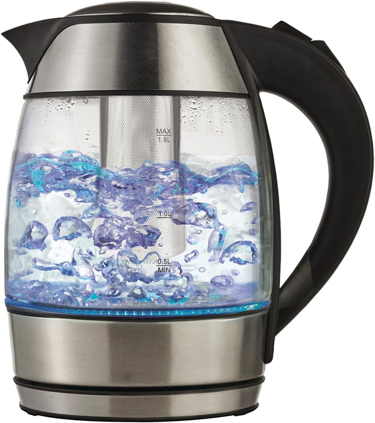 Brentwood 1.8L GLASS KETTLE WITH TEA INFUSER - BLK