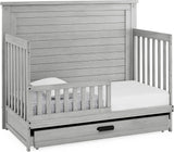 Delta Children Simmons Kids Caden 6-in-1 Convertible Crib with Trundle Drawer,  Rustic Mist