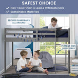 Delta Children Low Twin Loft Bed with Guardrail and Ladder, Cool Grey