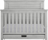 Delta Children Simmons Kids Caden 6-in-1 Convertible Crib with Trundle Drawer,  Rustic Mist