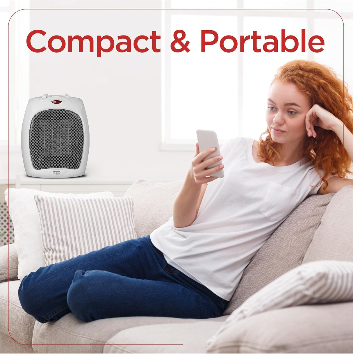 BLACK+DECKER Portable Space Heater, 1500W Small Space Heater with Overheat Protection for Indoor - 5,120 BTU