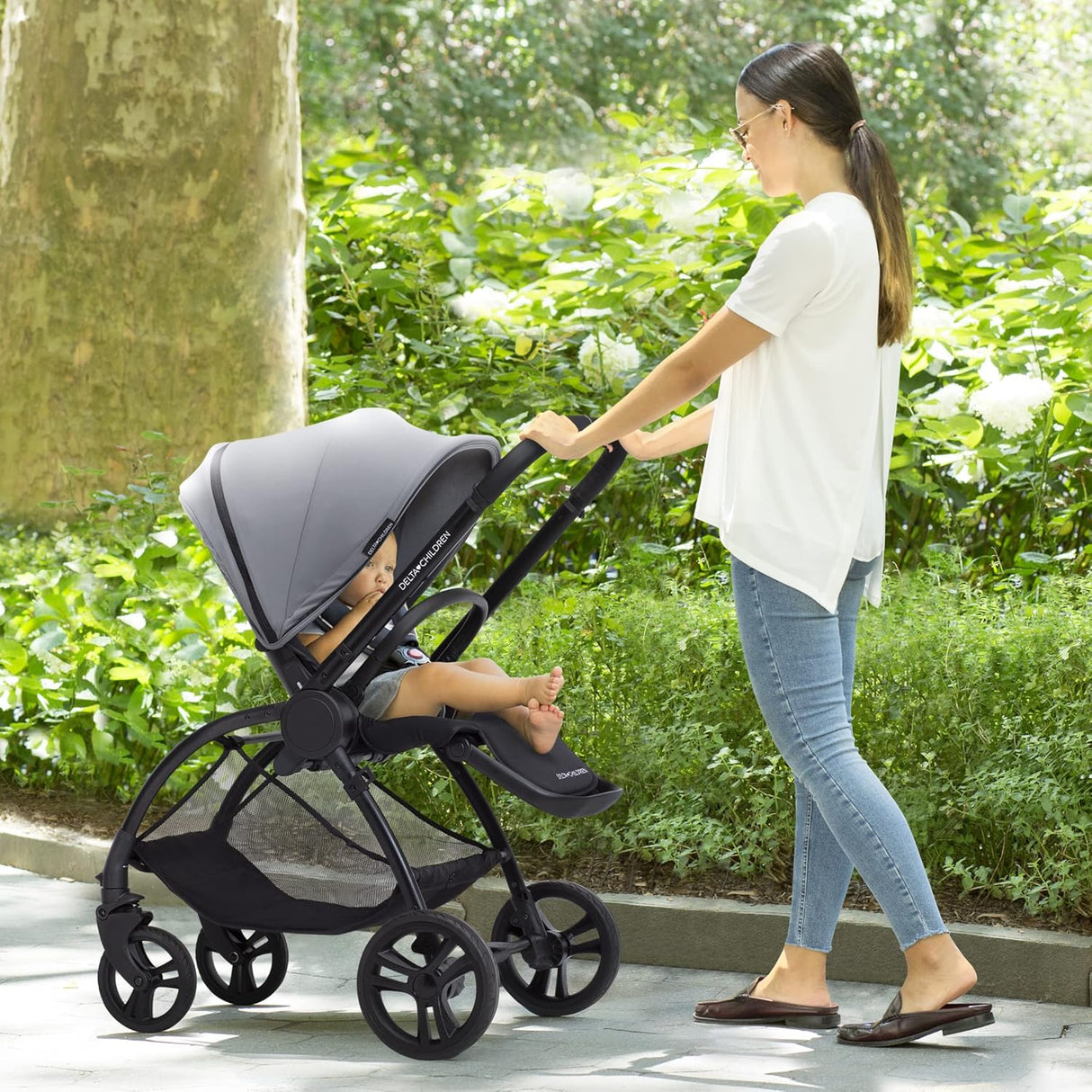 Delta Children Revolve Reversible Stroller  Grey