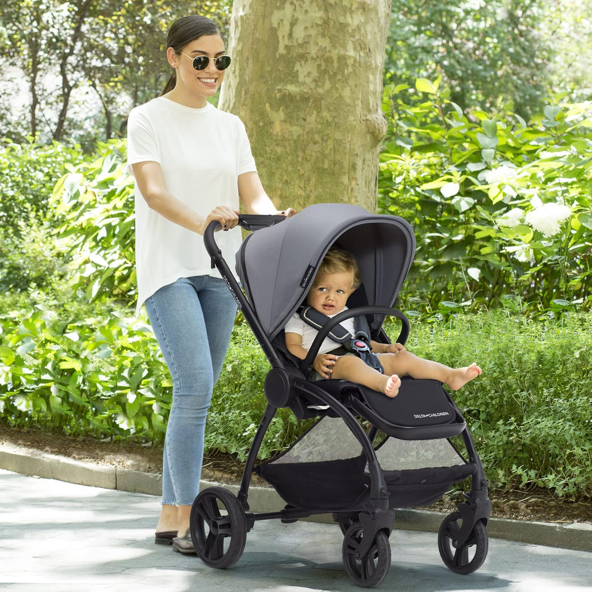 Delta Children Revolve Reversible Stroller  Grey