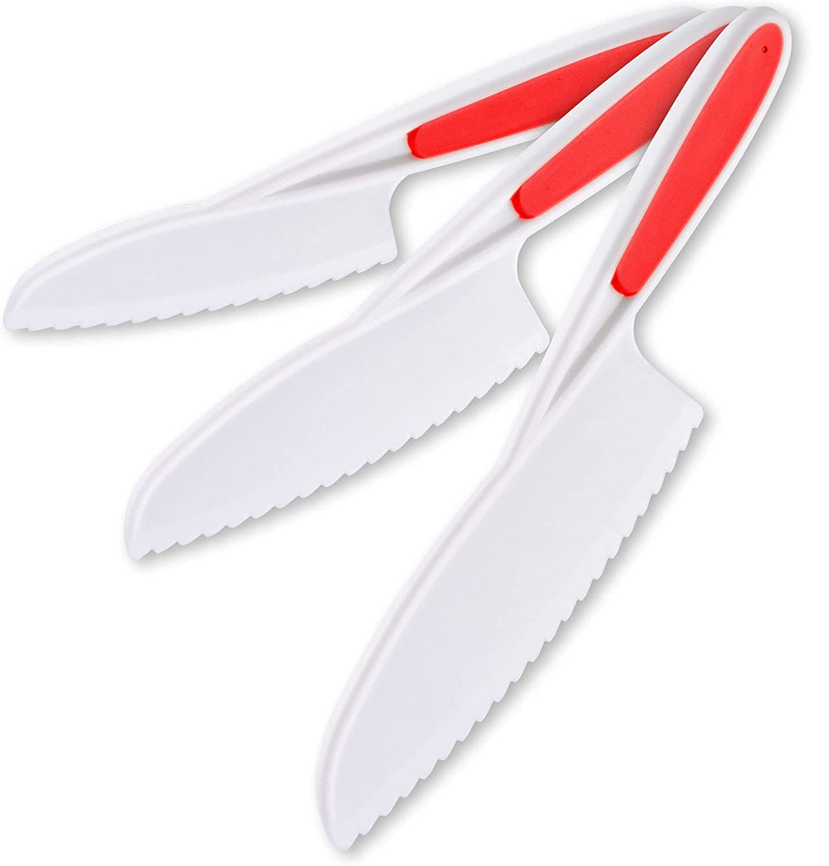 Zulay ZK Kids Knife Set, 3 Piece, White w/ Red Accent Handles