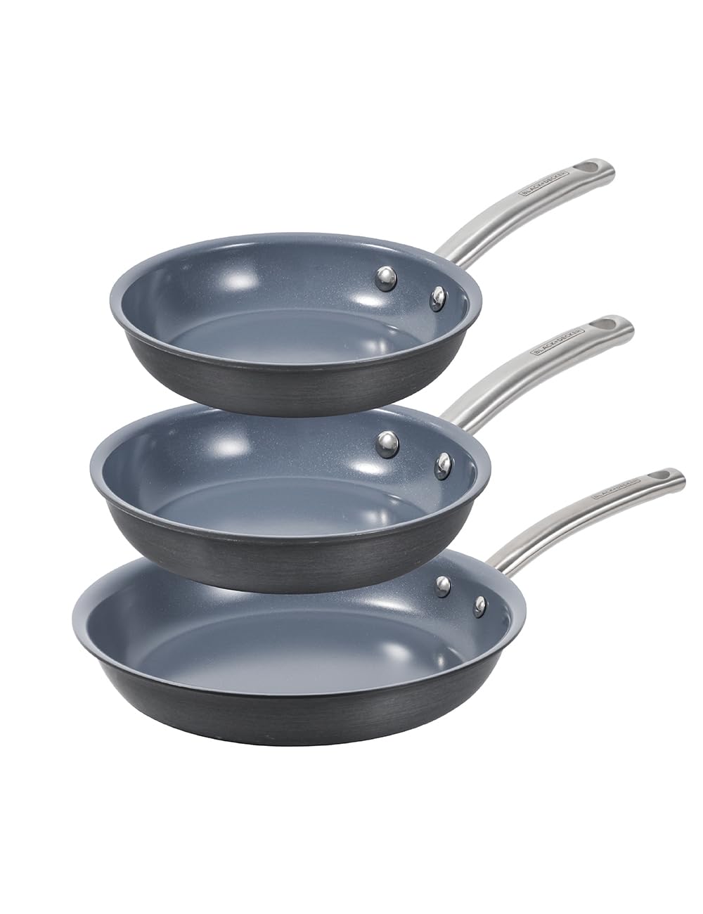 BLACK+DECKER 3 pc Ceramic Hard Anodized Skillet Set