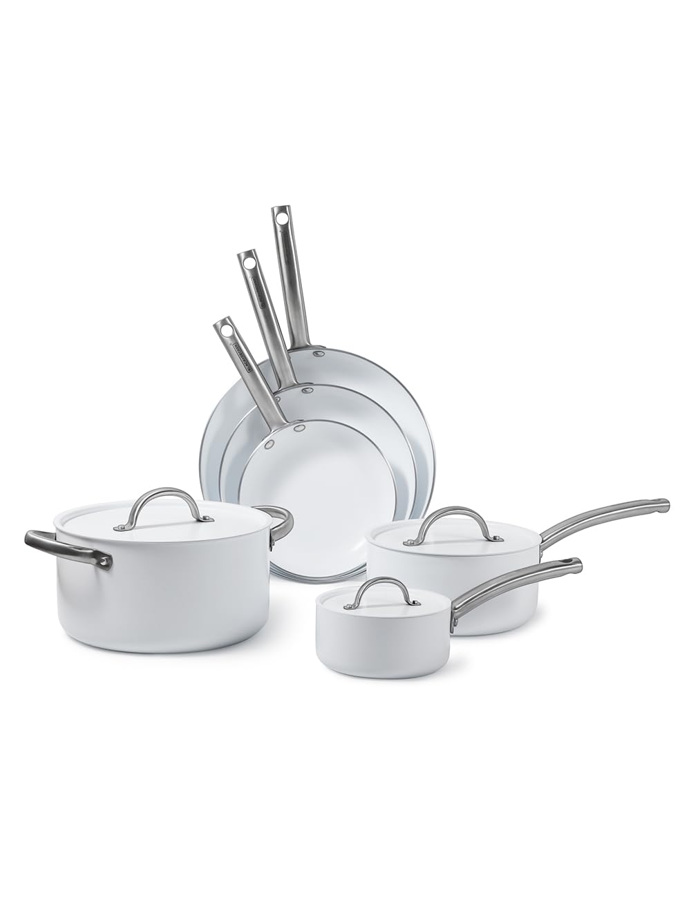 BLACK+DECKER 9 pc Ceramic White Aluminum Cookware Set