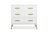 Delta Children Sloane 4 Drawer Dresser w/Changing Top and Interlocking Drawers,Bianca White/Bronze
