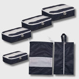 French Connection 6pc Packing Cube Set - Travel Storage Set for Luggage in Marine Blue