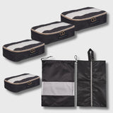 French Connection 6pc Packing Cube Set - Travel Storage Set for Luggage in Black