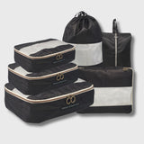 French Connection 6pc Packing Cube Set - Travel Storage Set for Luggage in Black