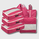 French Connection 6pc Packing Cube Set - Travel Storage Set for Luggage in Hot Pink
