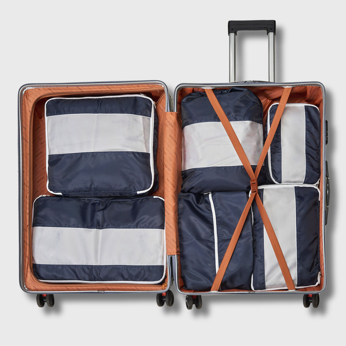 French Connection 6pc Packing Cube Set - Travel Storage Set for Luggage in Marine Blue