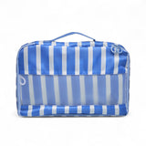 French Connection 6pc Packing Cube Set - Travel Storage Organizer Set for Luggage (Striped) in Blue