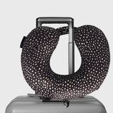 French Connection Memory Foam Travel Neck Pillow with Washable Cover - (Polka Dot) in Black