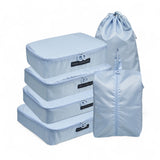 French Connection 6pc Packing Cube Set - Travel Storage Set for Luggage in Light Blue