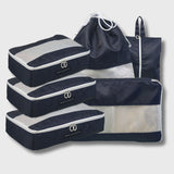 French Connection 6pc Packing Cube Set - Travel Storage Set for Luggage in Marine Blue