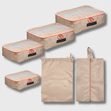 French Connection 6pc Packing Cube Set - Travel Storage Set for Luggage in Sand