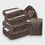 French Connection 6pc Packing Cube Set - Travel Storage Set for Luggage in Brown