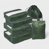 French Connection 6pc Packing Cube Set - Travel Storage Set for Luggage in Olive